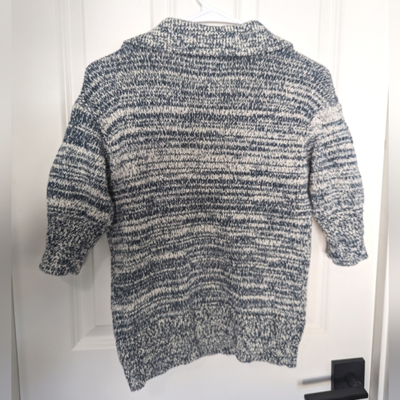 Anthropologie Green & White Sweater with Collar & Tassels Size XS - Picture 2 of 3